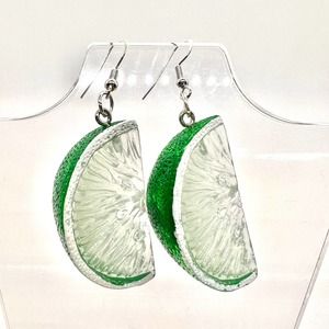 Lime Wedge Earrings - Fruit Earrings - Green Earrings - Party Earrings